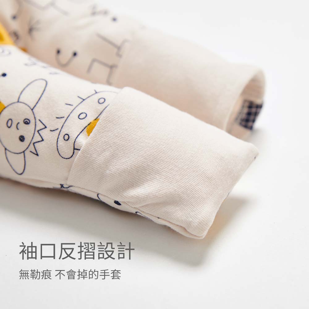 新生兒 Q彈棉質長袖包屁衣-童趣線條 新生兒 Q彈棉質長袖包屁衣-童趣線條