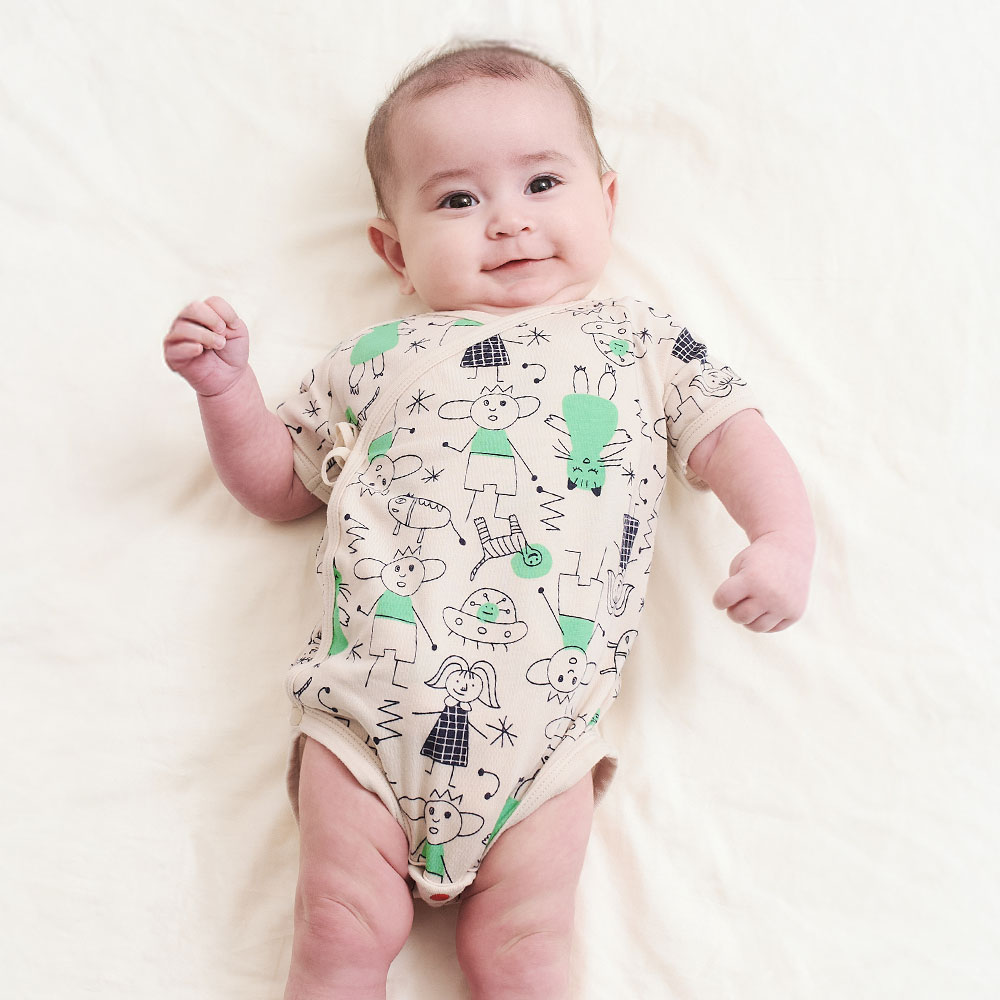 新生兒 Q彈棉質包屁衣-童趣線條