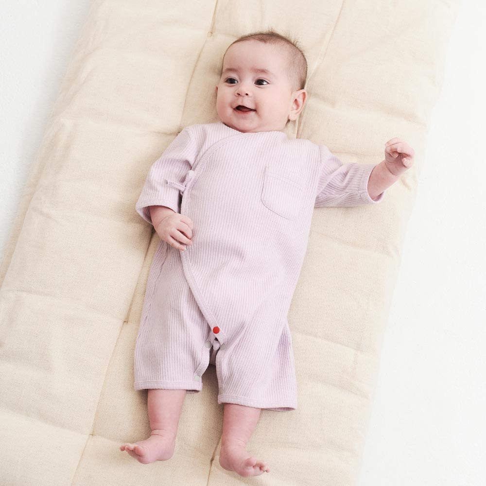 新生兒 坑條短袖連身包屁衣 新生兒 坑條短袖連身包屁衣