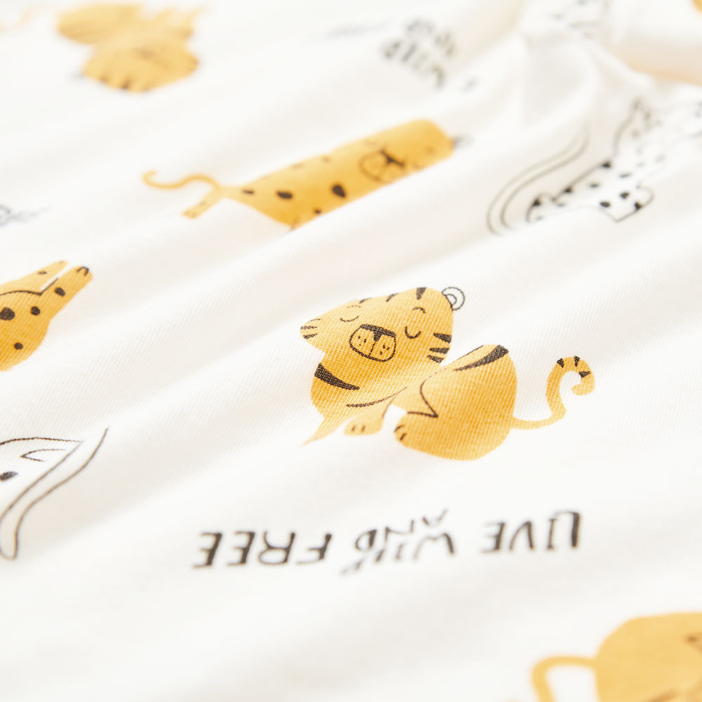 新生兒 短袖連身包屁衣-老虎