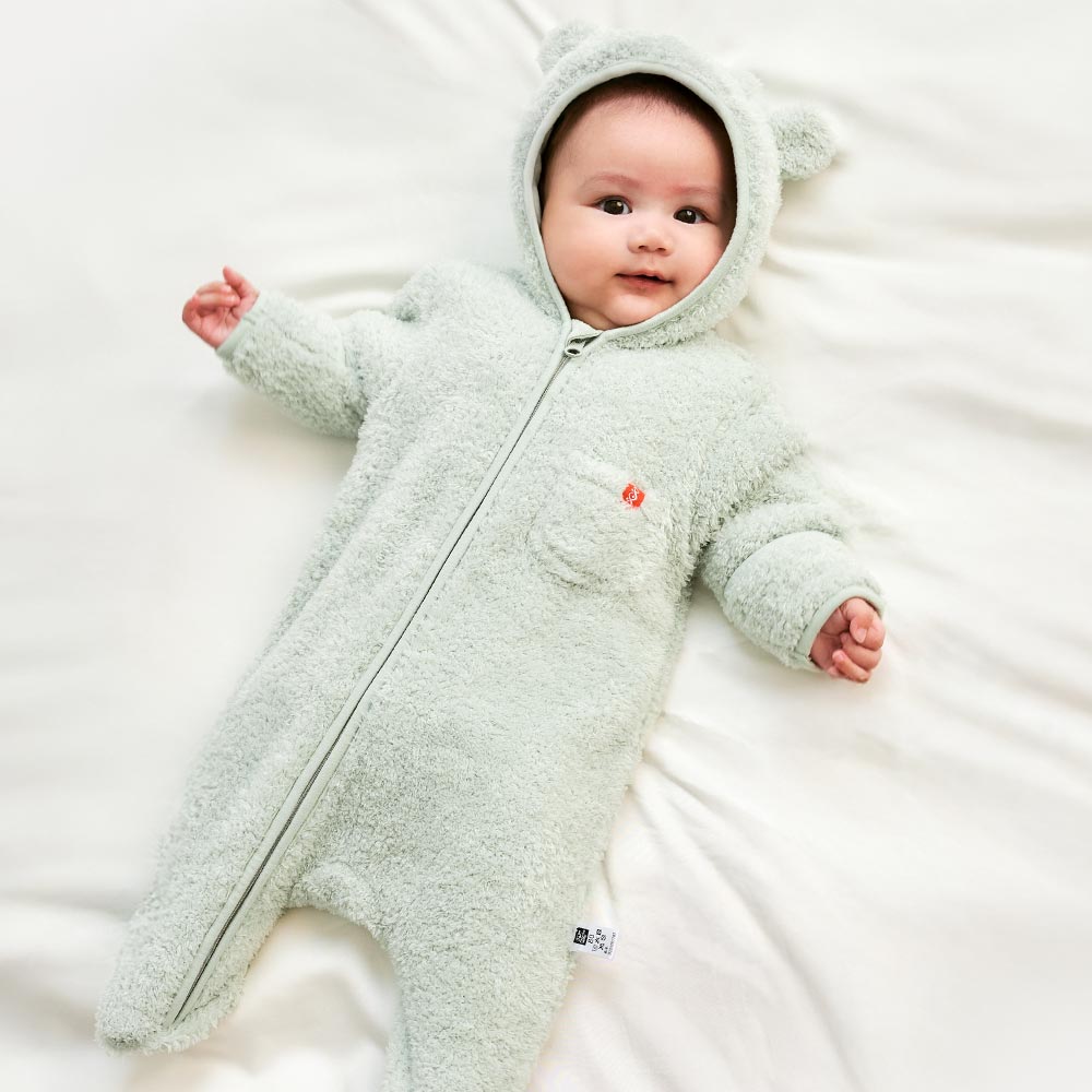 新生兒 造型絨毛拉鍊長袖連身衣