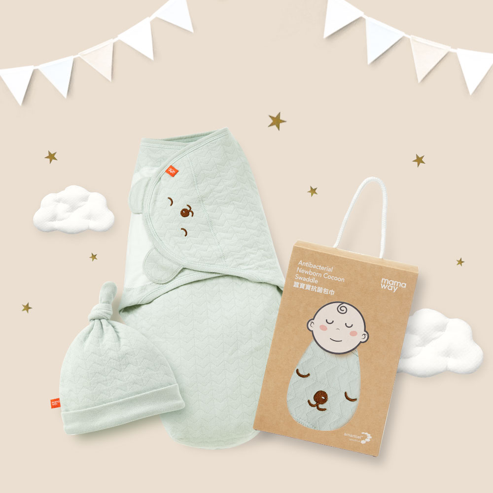 睡睡熊蠶寶寶抗菌包巾禮盒組 