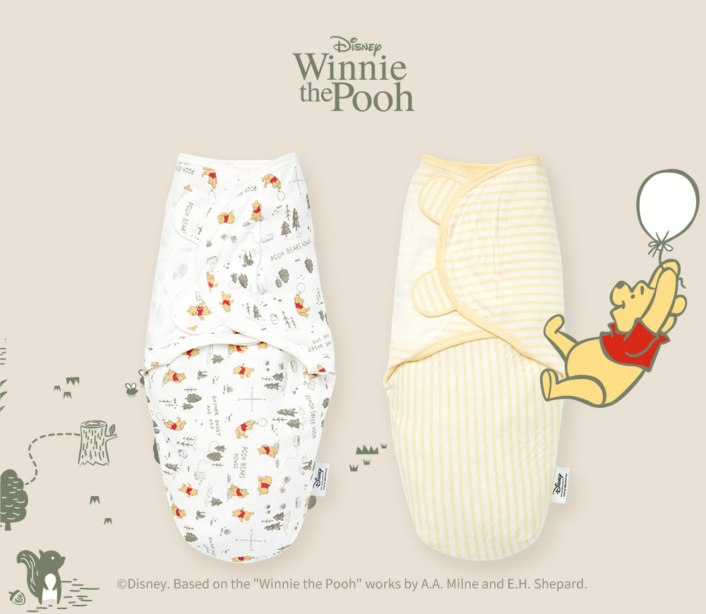 迪士尼系列蠶寶寶包巾組 2入-森林維尼 