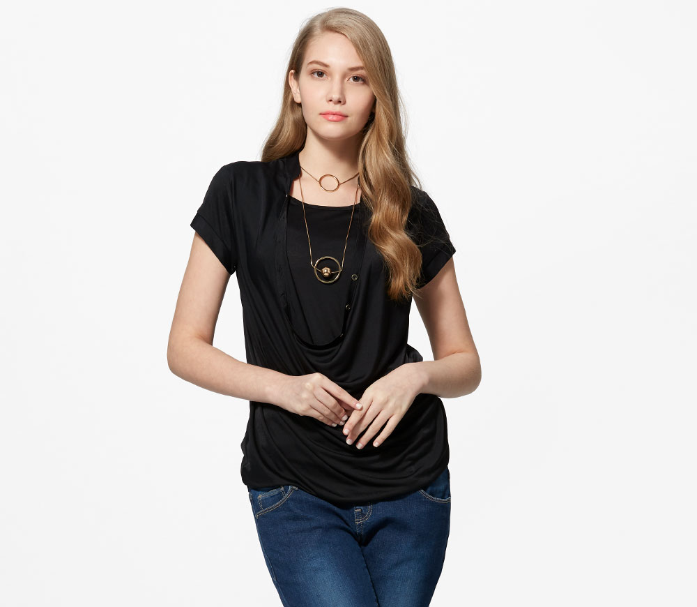 冰絲垂領孕哺上衣