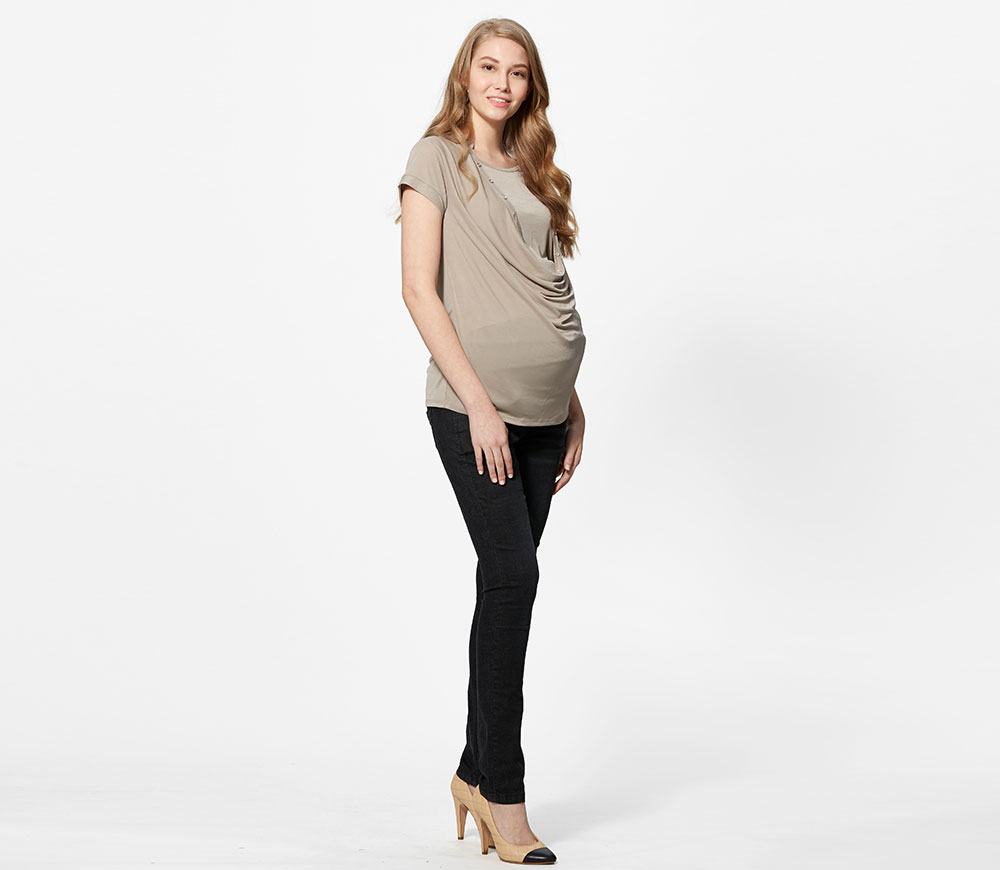 冰絲垂領孕哺上衣