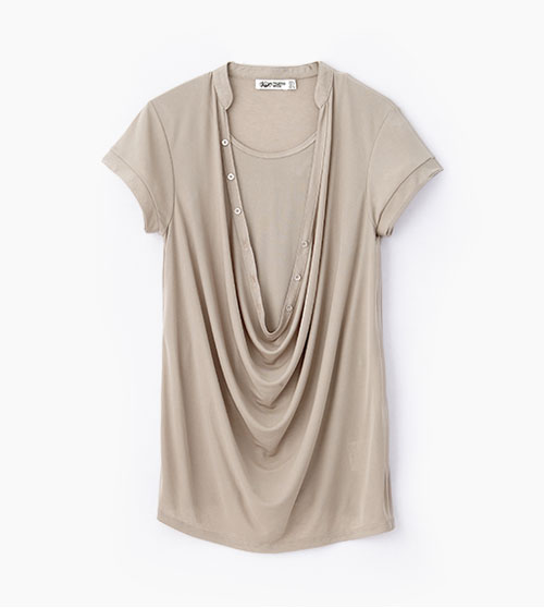 冰絲垂領孕哺上衣