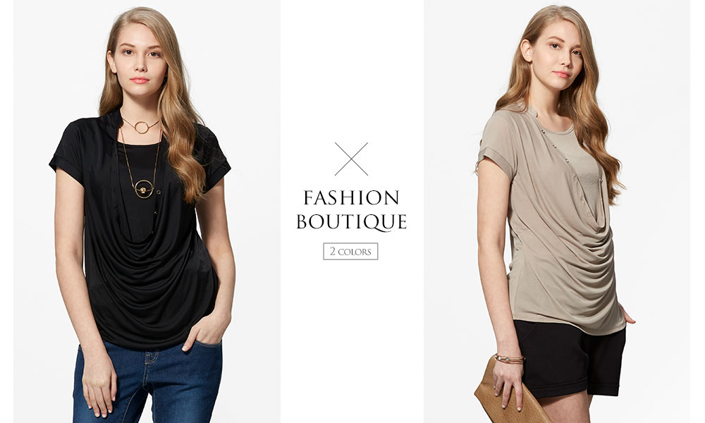 冰絲垂領孕哺上衣