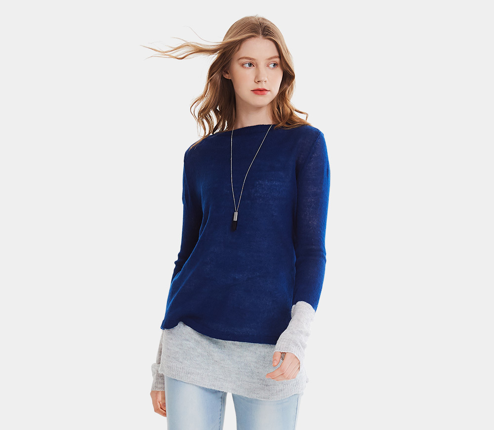 撞色雙層孕哺針織衫