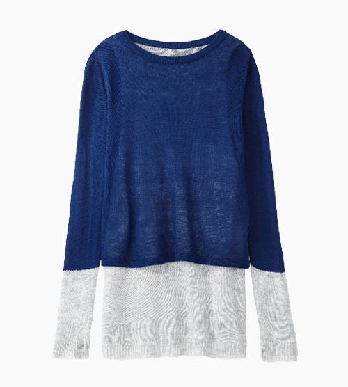 撞色雙層孕哺針織衫