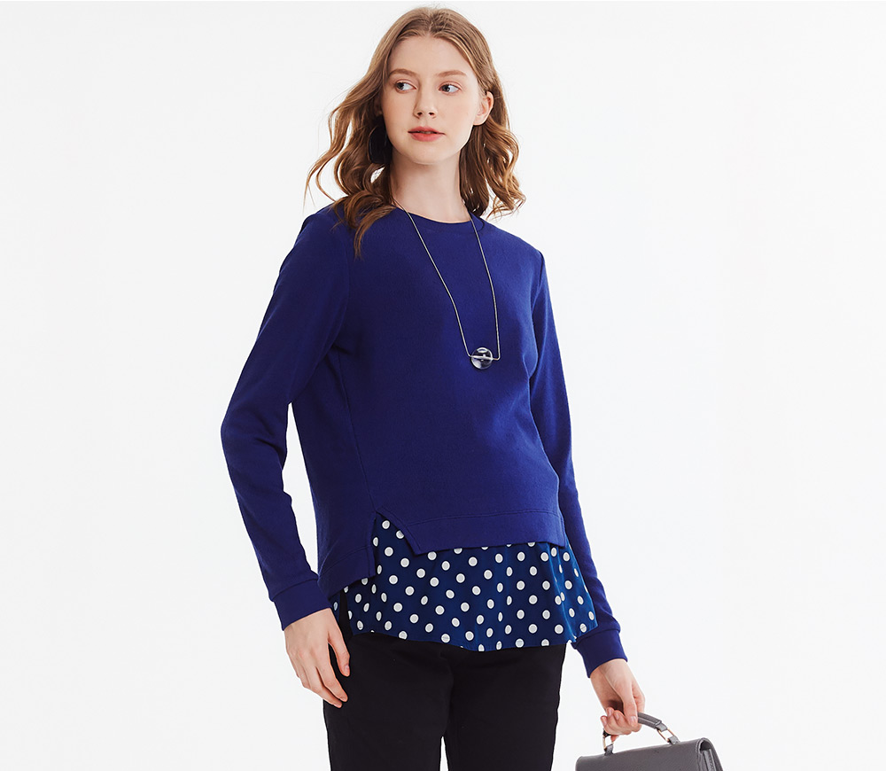 仿針織雙層孕哺上衣衫