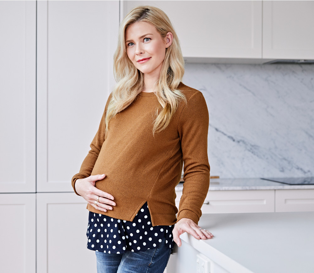 仿針織雙層孕哺上衣衫