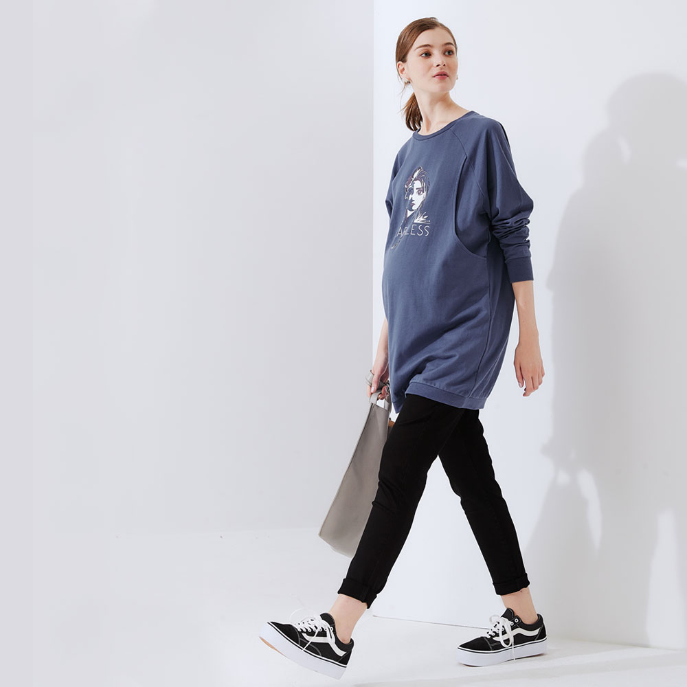 迪士尼冰雪奇緣寬鬆長版孕哺上衣