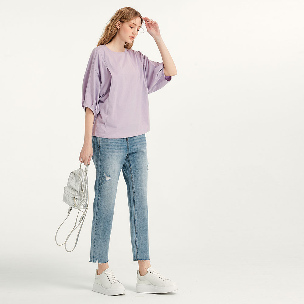 純棉泡泡袖孕哺上衣