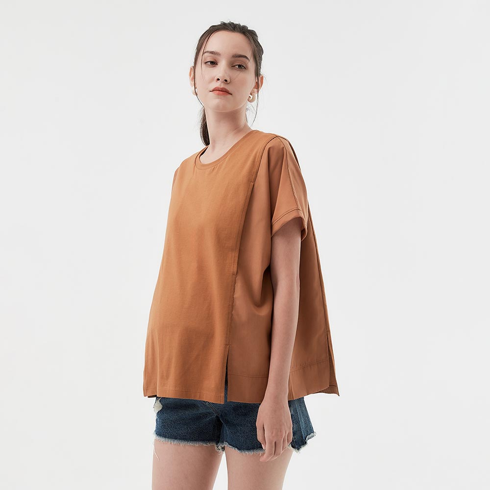 異材質拼接開衩孕哺上衣 異材質拼接開衩孕哺上衣