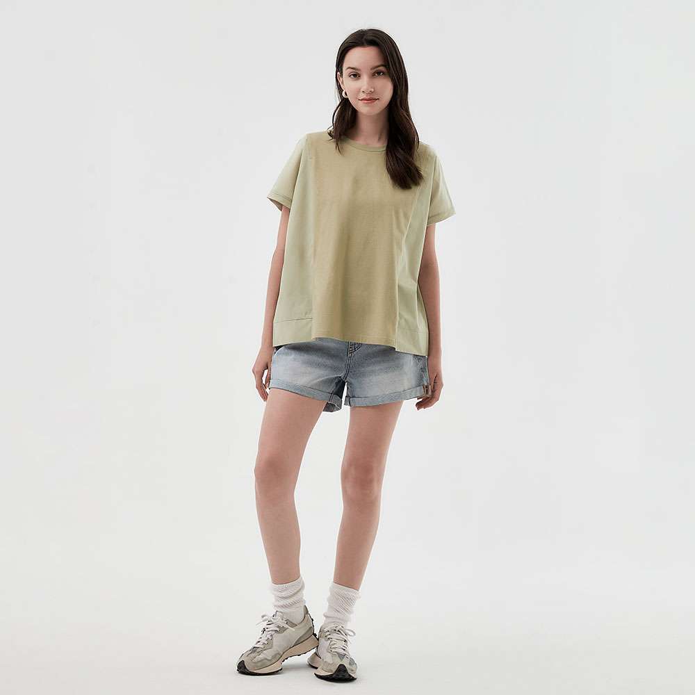 異材質拼接開衩孕哺上衣 異材質拼接開衩孕哺上衣