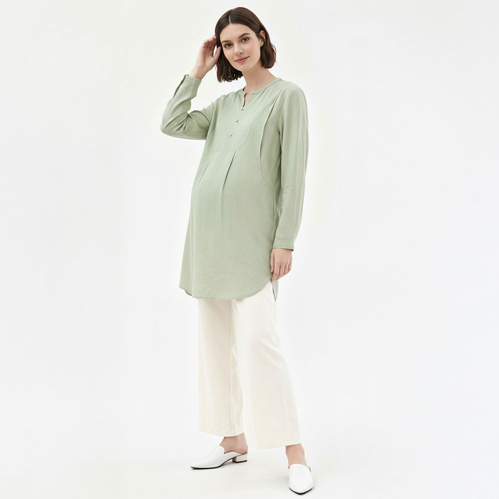 氣質立領長版孕哺上衣