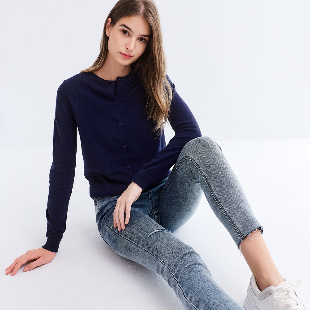 圓領開襟孕哺針織衫(兩穿)