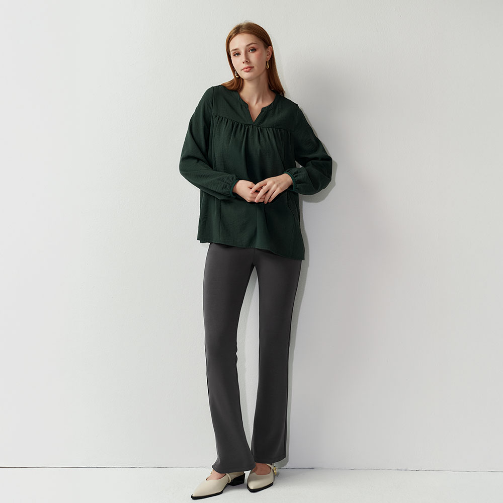 小V領細褶孕哺上衣