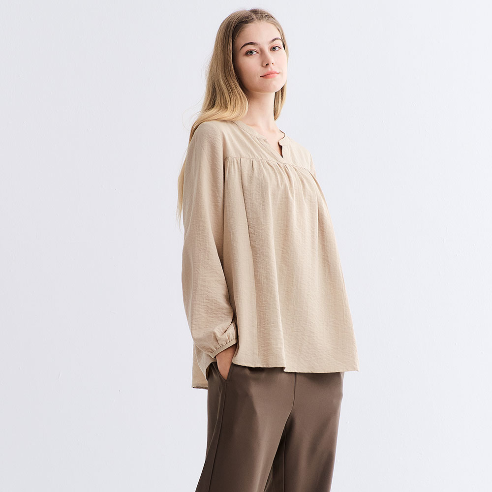 小V領細褶孕哺上衣