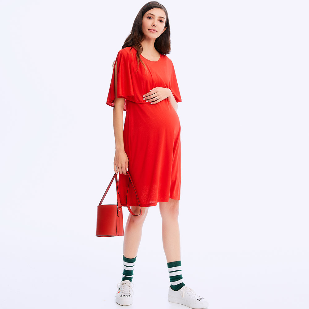 冰涼飄逸孕哺洋裝