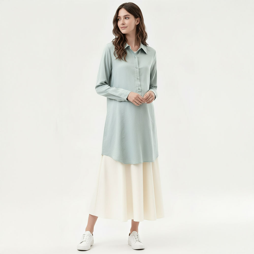 半門襟襯衫孕哺洋裝