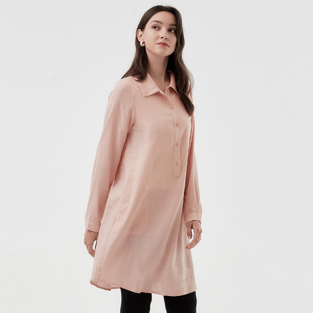 半門襟襯衫孕哺洋裝