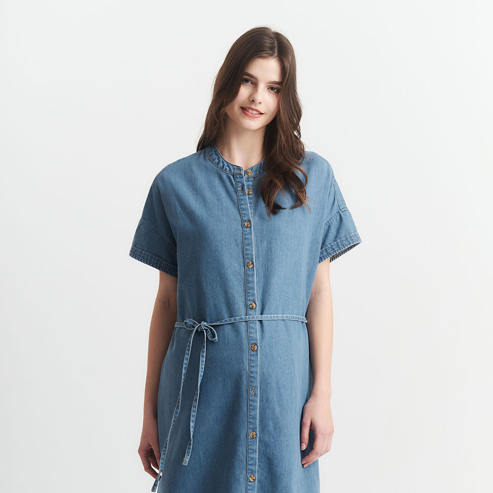 水洗牛仔襯衫孕哺洋裝(兩穿)