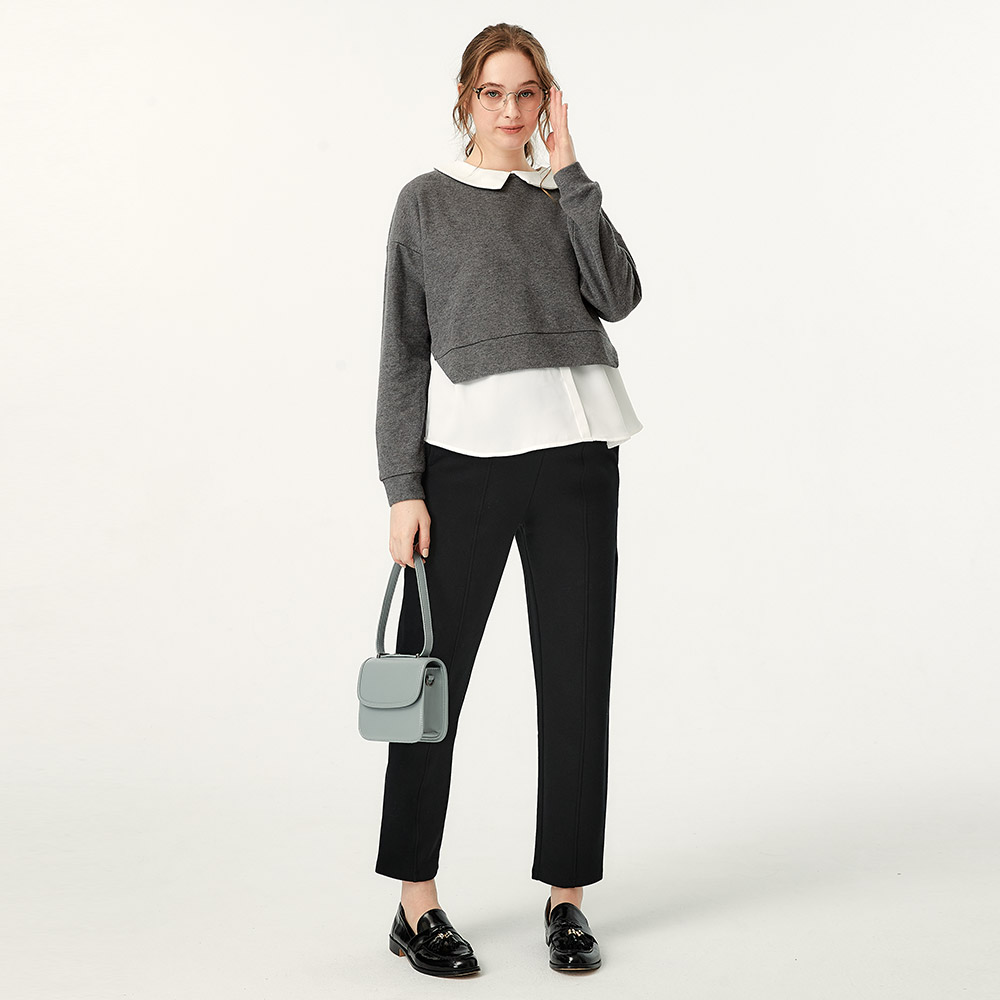 彈力壓線上班孕婦褲