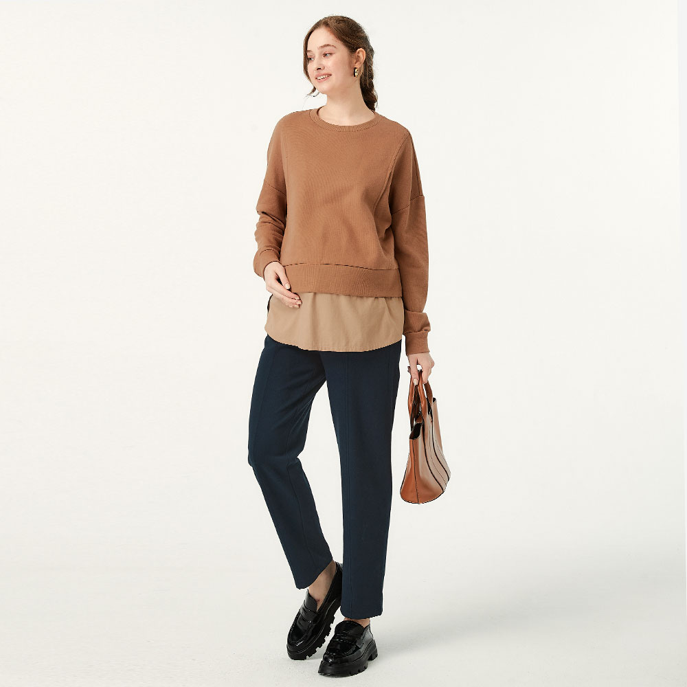 彈力壓線上班孕婦褲