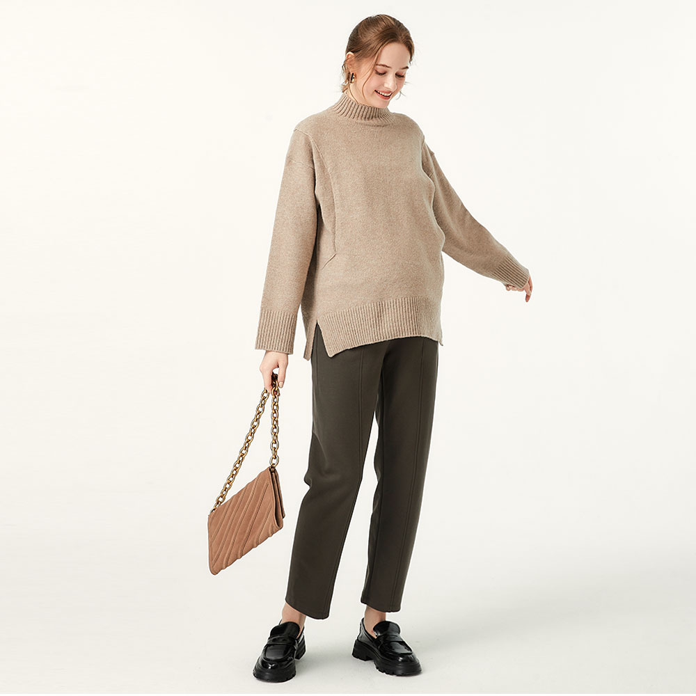 彈力壓線上班孕婦褲