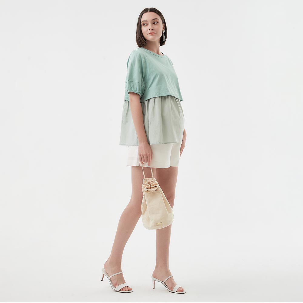 涼感麻料孕婦短褲