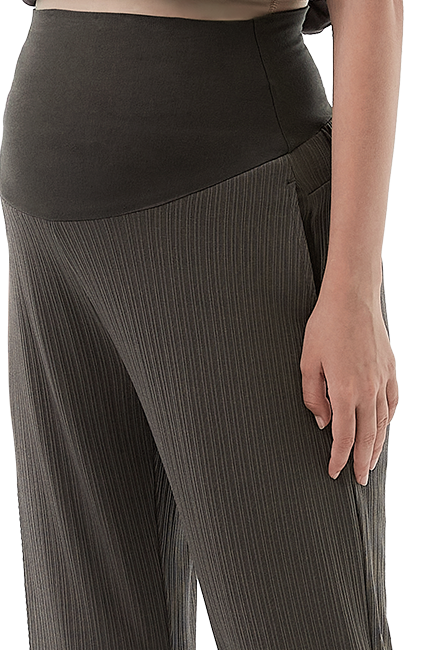 垂墜細褶直筒孕婦寬褲