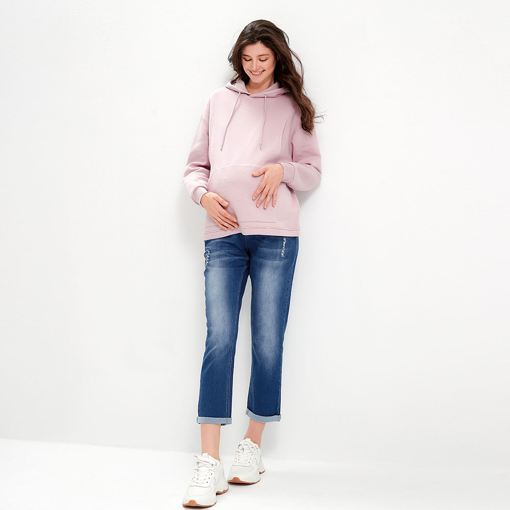 Boyfriend刷破牛仔孕婦褲 Boyfriend刷破牛仔孕婦褲