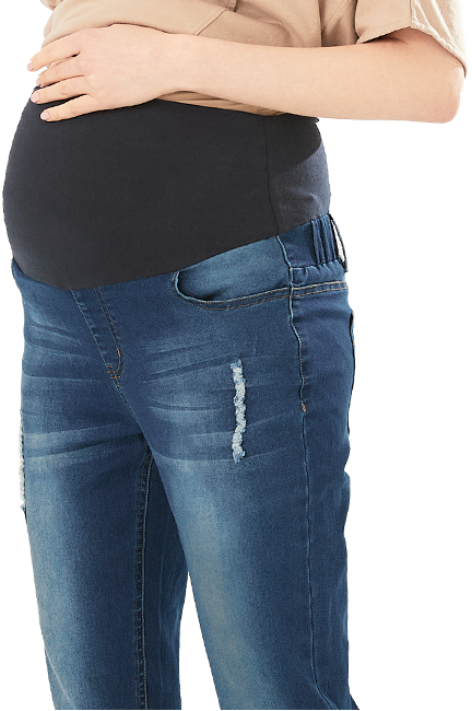 Boyfriend刷破牛仔孕婦褲 Boyfriend刷破牛仔孕婦褲
