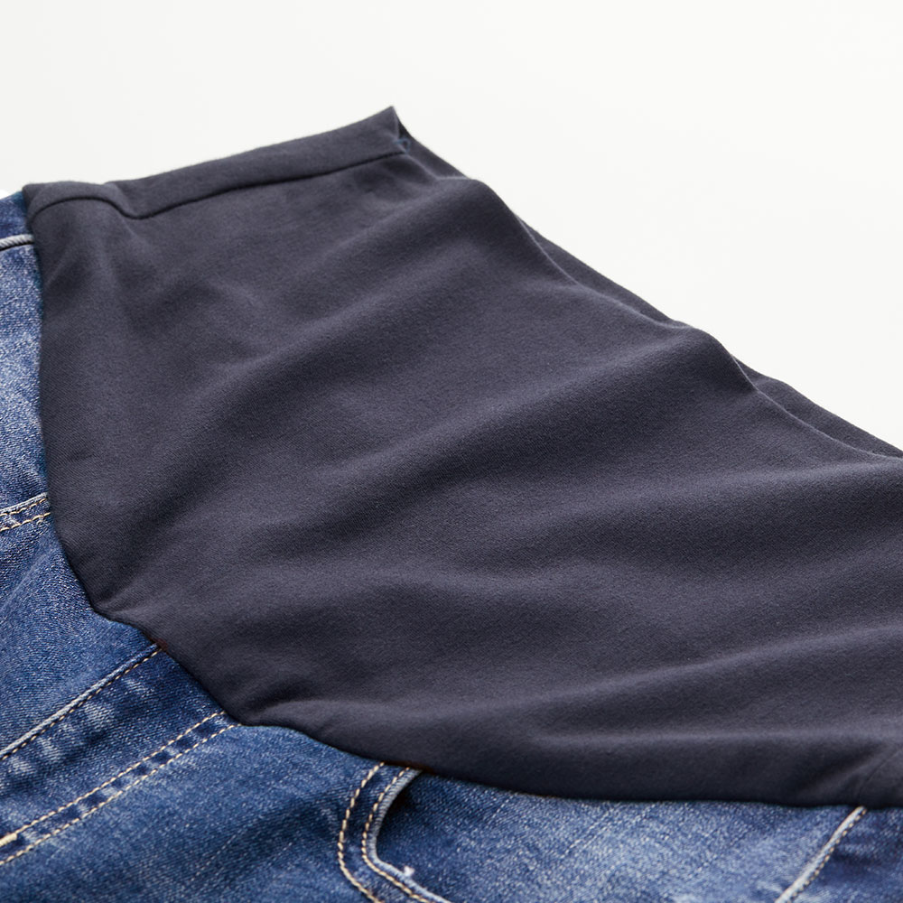 刷破修身窄管牛仔孕婦褲