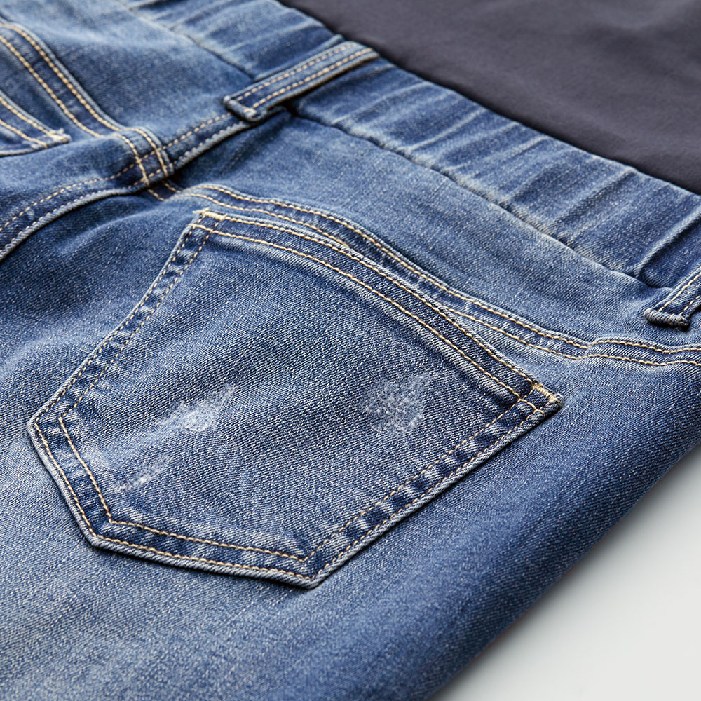 刷破修身窄管牛仔孕婦褲