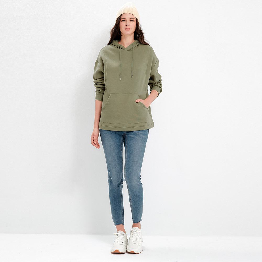 不對稱割破窄管牛仔孕婦褲