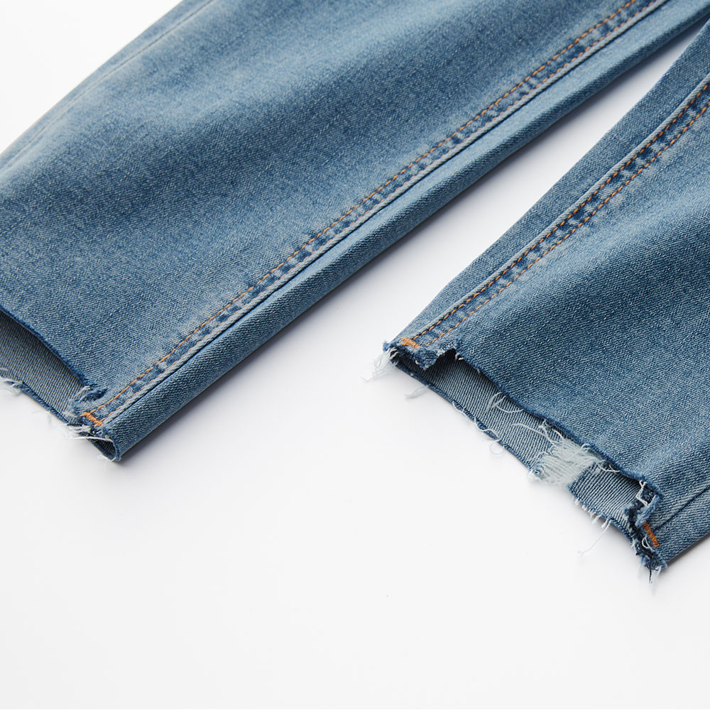 不對稱割破窄管牛仔孕婦褲