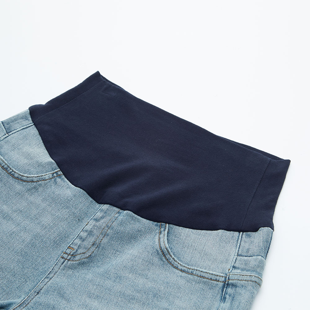 開岔抽鬚牛仔孕婦短褲 開岔抽鬚牛仔孕婦短褲