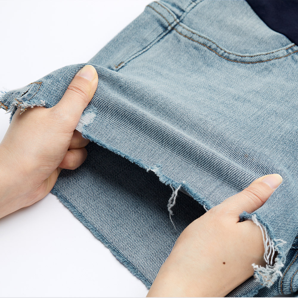 開岔抽鬚牛仔孕婦短褲 開岔抽鬚牛仔孕婦短褲