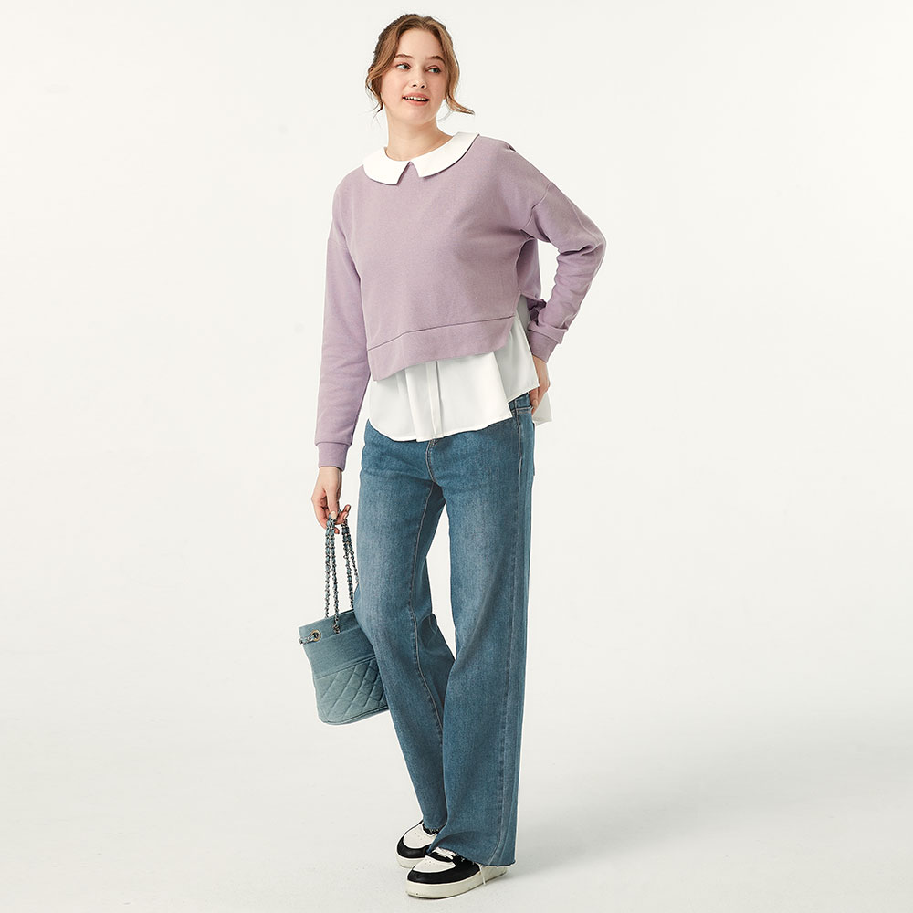 俐落修身牛仔孕婦寬褲