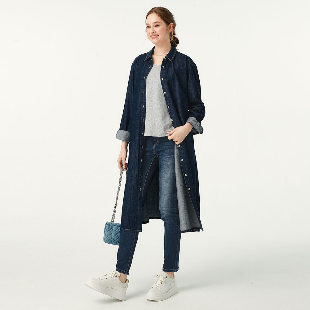 水洗刷色彈性牛仔孕婦褲