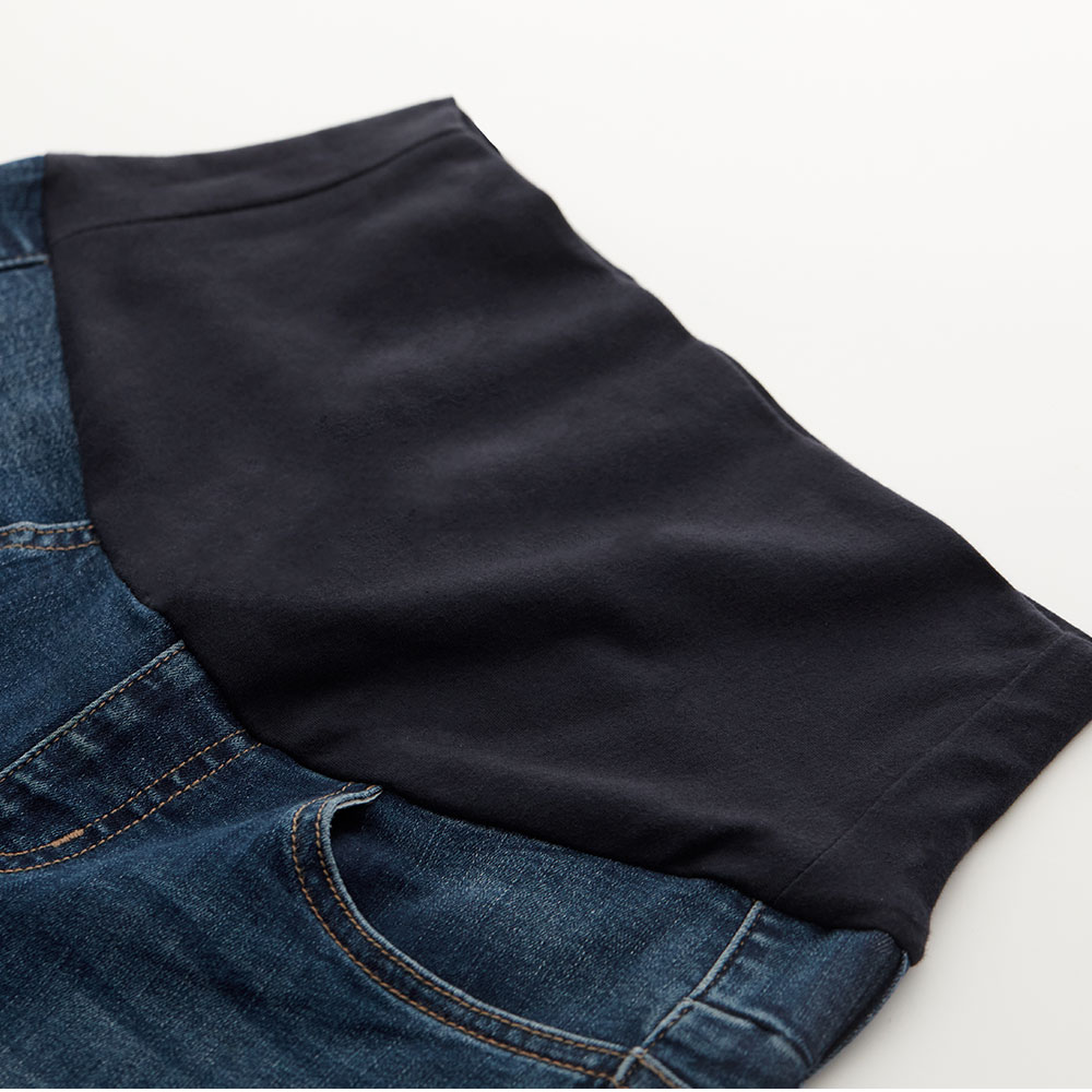 水洗刷色彈性牛仔孕婦褲