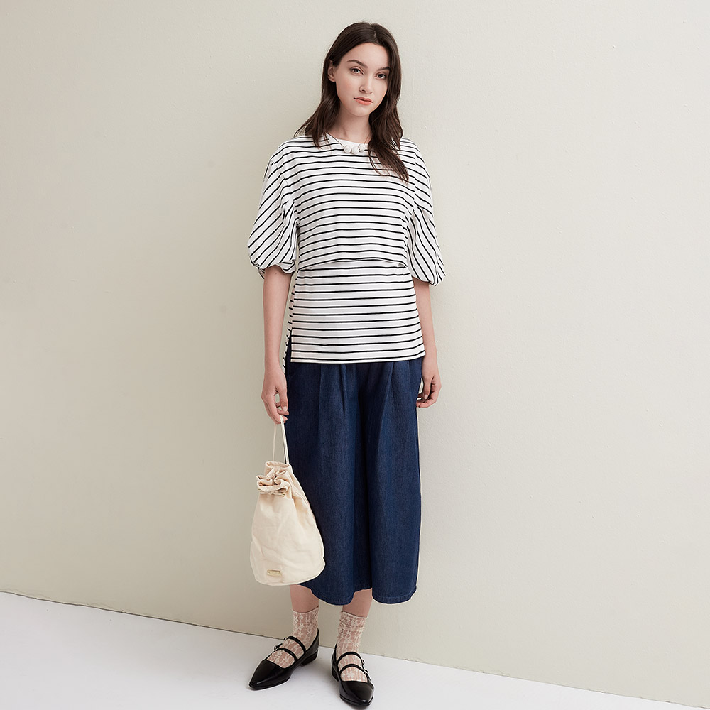 涼爽牛仔孕婦寬褲