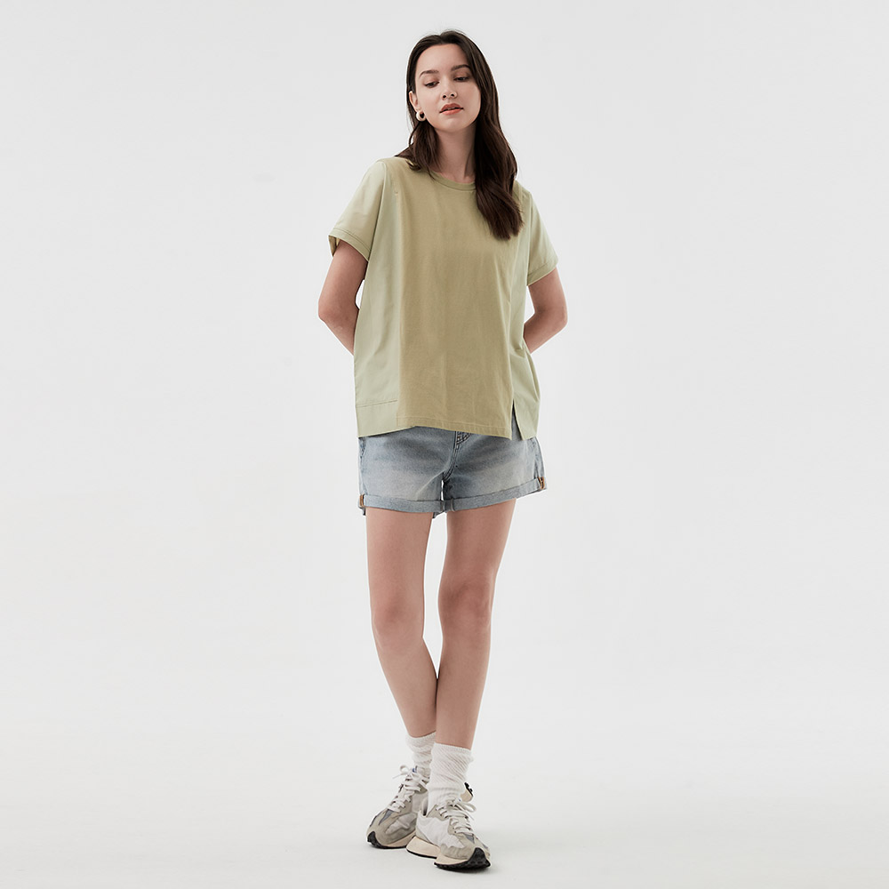 刷破反摺牛仔孕婦短褲