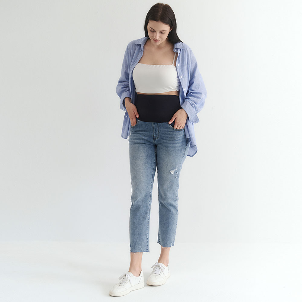 修身男友牛仔孕婦褲