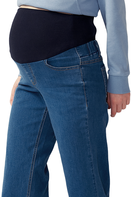 撞色九分牛仔孕婦寬褲