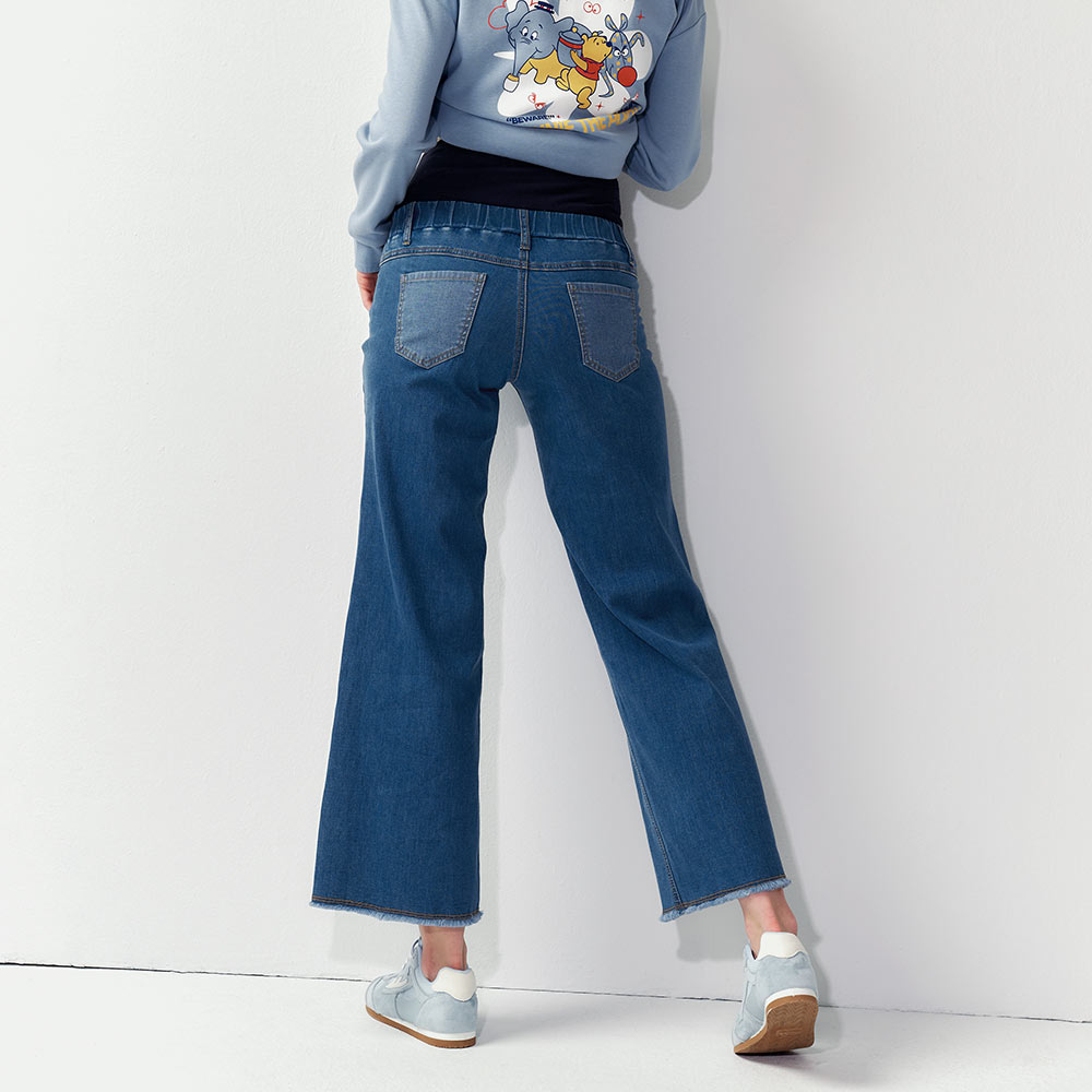 撞色九分牛仔孕婦寬褲