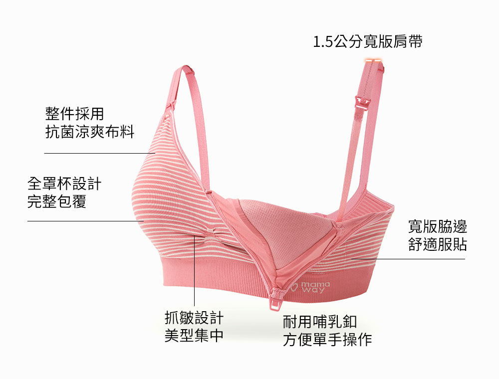 輕量美型條紋哺乳內衣 (固定罩杯)