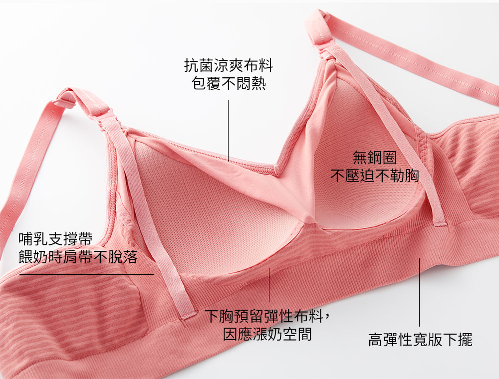 輕量美型條紋哺乳內衣 (固定罩杯)